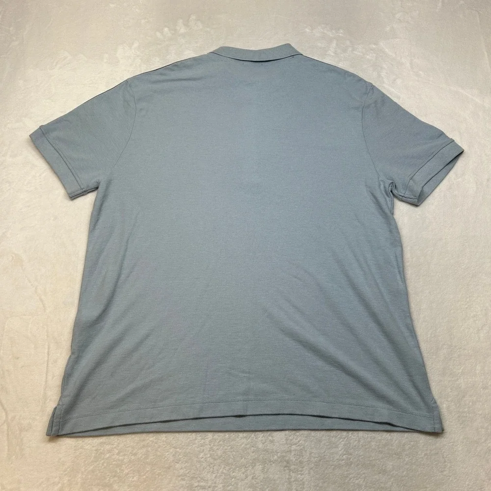 True Religion Polo Shirt‎ Mens Large Sky Blue Damask Logo Tape Trim $79 NEW